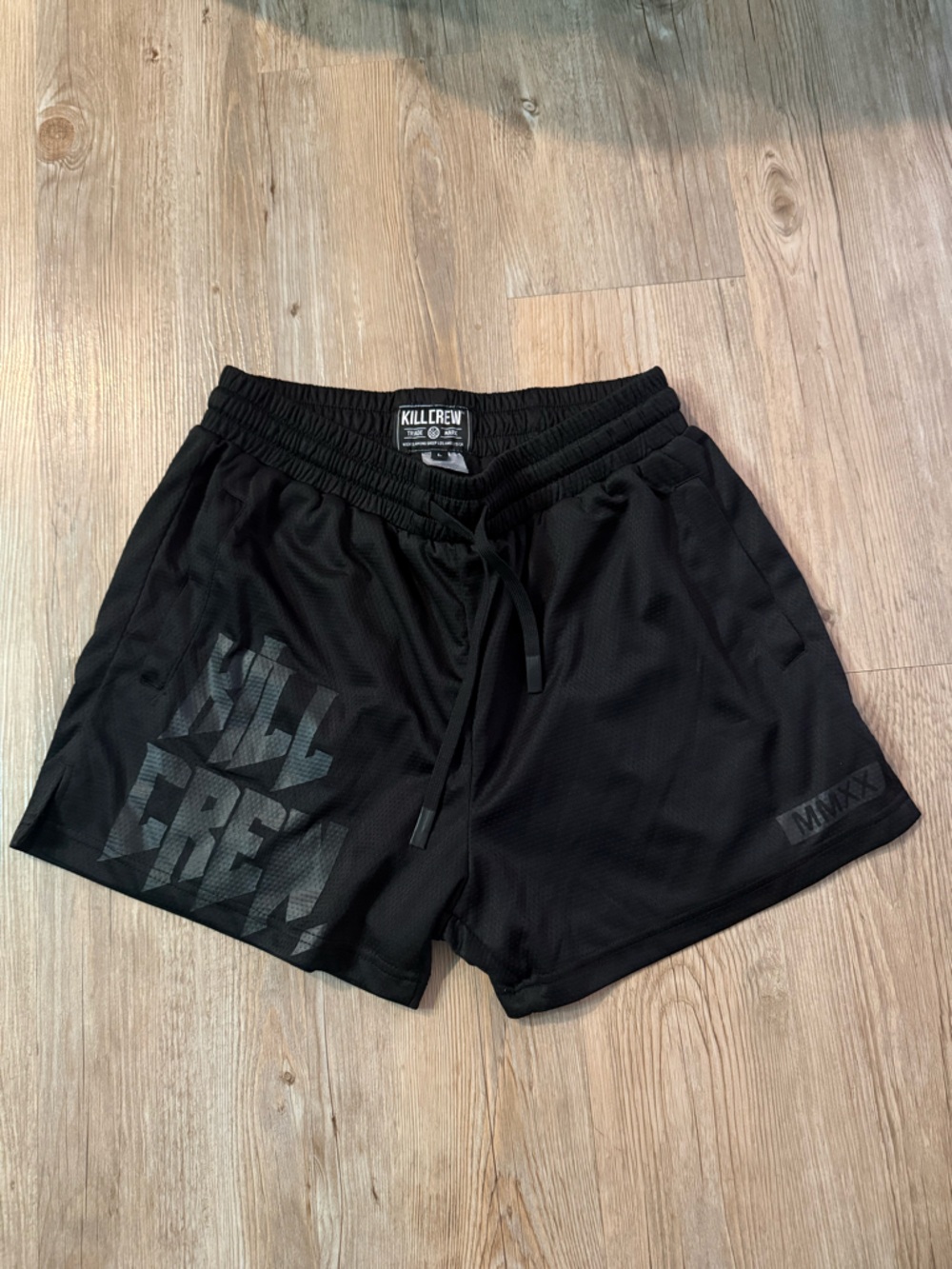 Kill Crew Black Athletic Mesh Shorts with Tonal Logo